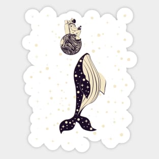 Spaceman catches whale Sticker